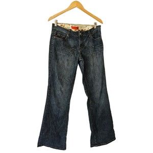 Level 99 Wide Leg Jeans Womens Dark Blue Stretch 33